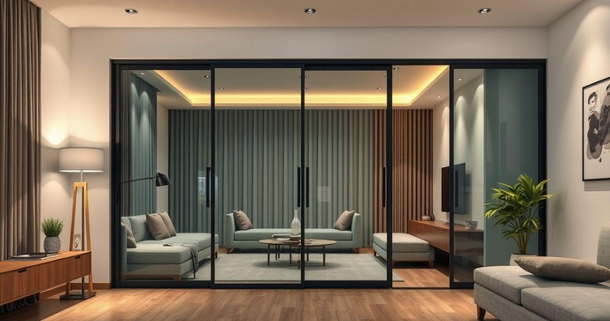Divisória de vidro com porta de correr: Elegância e Praticidade