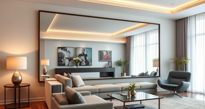 Descubra como um Espelho Grande pode Transformar sua Sala em um Espaço Aconchegante e Estiloso